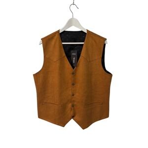 JYDress Faux Suede Vest Western‎ Style Button Down Sleeveless Top Size M